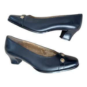 EL CANTO (Italy) Women’s Black Leather Italian Shoes  Pumps (1 1/2” Heel) SIZE 6